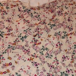 Pink and Green Floral Scarf with Intricate Design